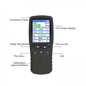 A Dienmern új forró PM2.5 érzékelő levegőminőség-tesztelő monitor mérője újratölthetőDM-106A fekete levegőmérő