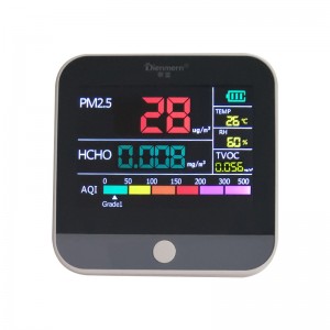 LCD érzékelő PM2.5 érzékelő Hordozható HCHO levegőminőség-monitor TVOC teszter Tartsa világítással lítium akkumulátorral tölthető autós érzékelőt